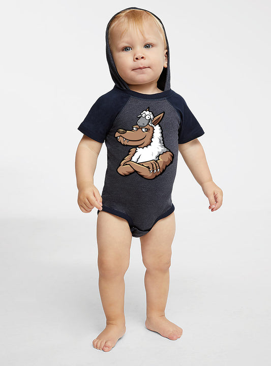 INFANT HOODED HALF WOLF & SHEEP BODYSUIT W/ EARS