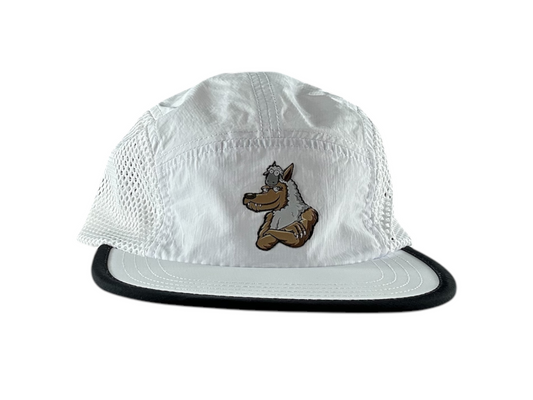 Water Repellent 5 Panel Nylon Mesh Camper Hat - White