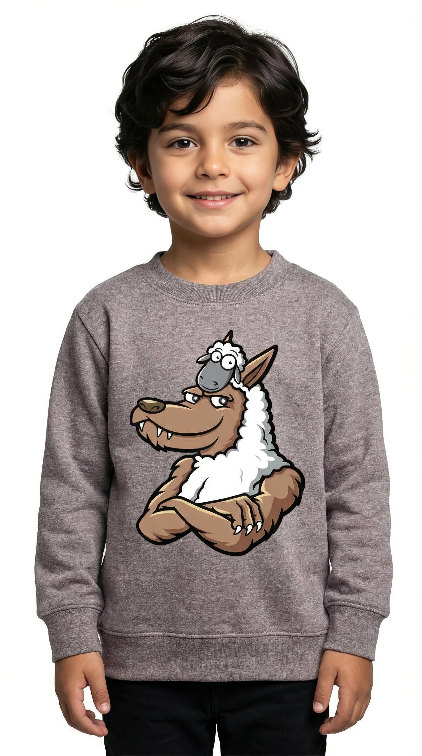 HALF WOLF & SHEEP CREW NECK FLEECE