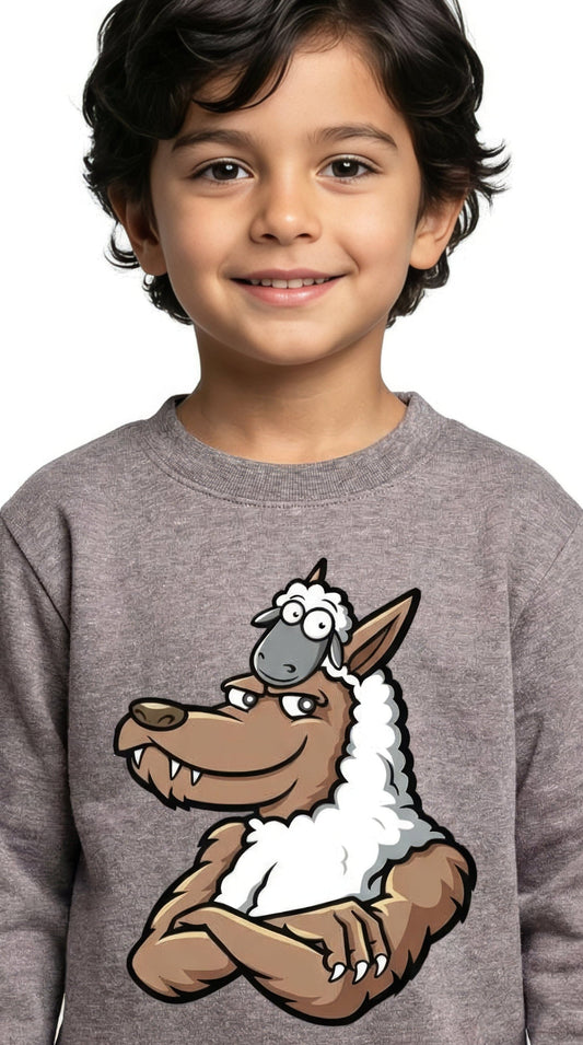 HALF WOLF & SHEEP CREW NECK FLEECE