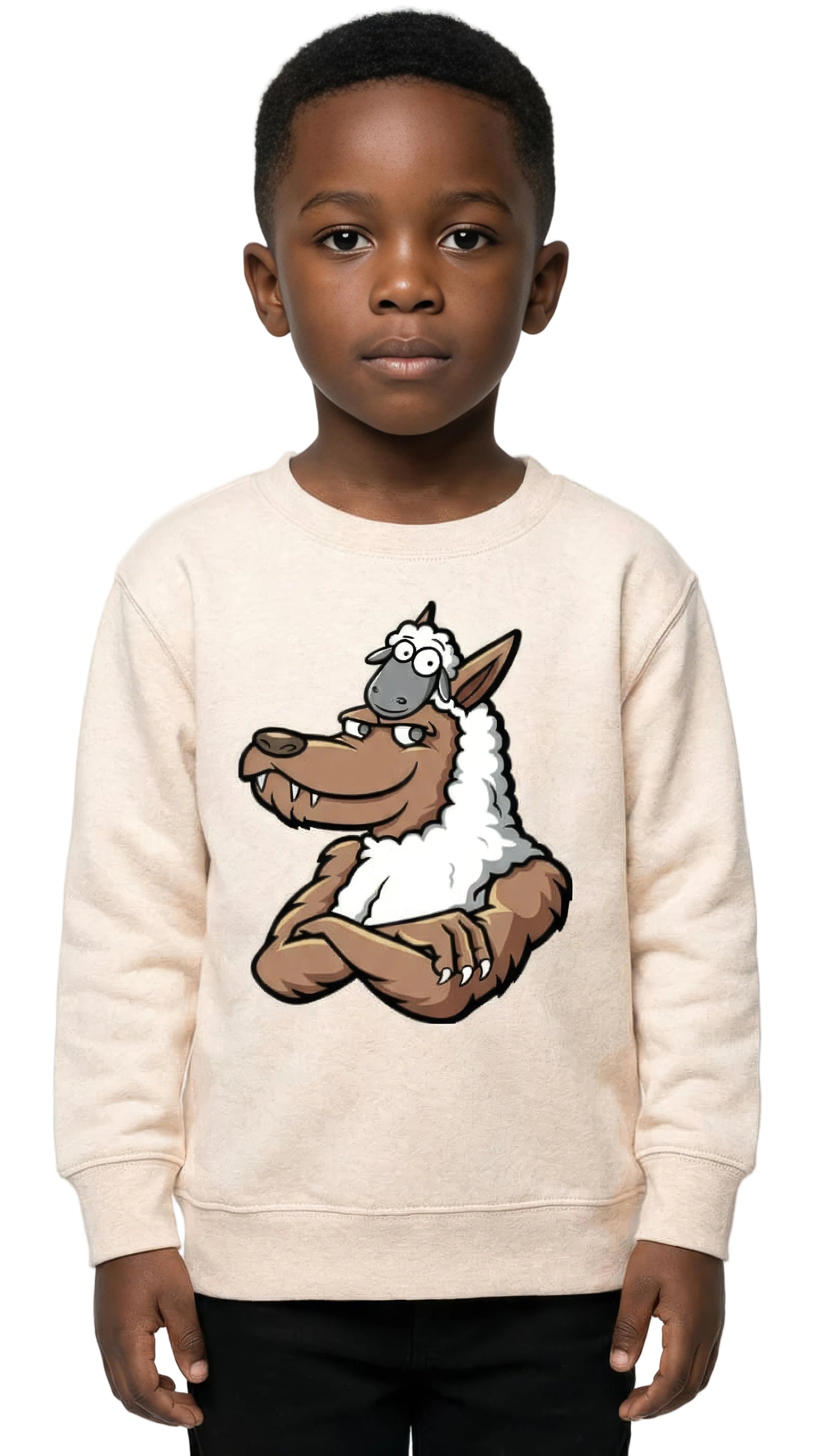 HALF WOLF & SHEEP CREW NECK FLEECE