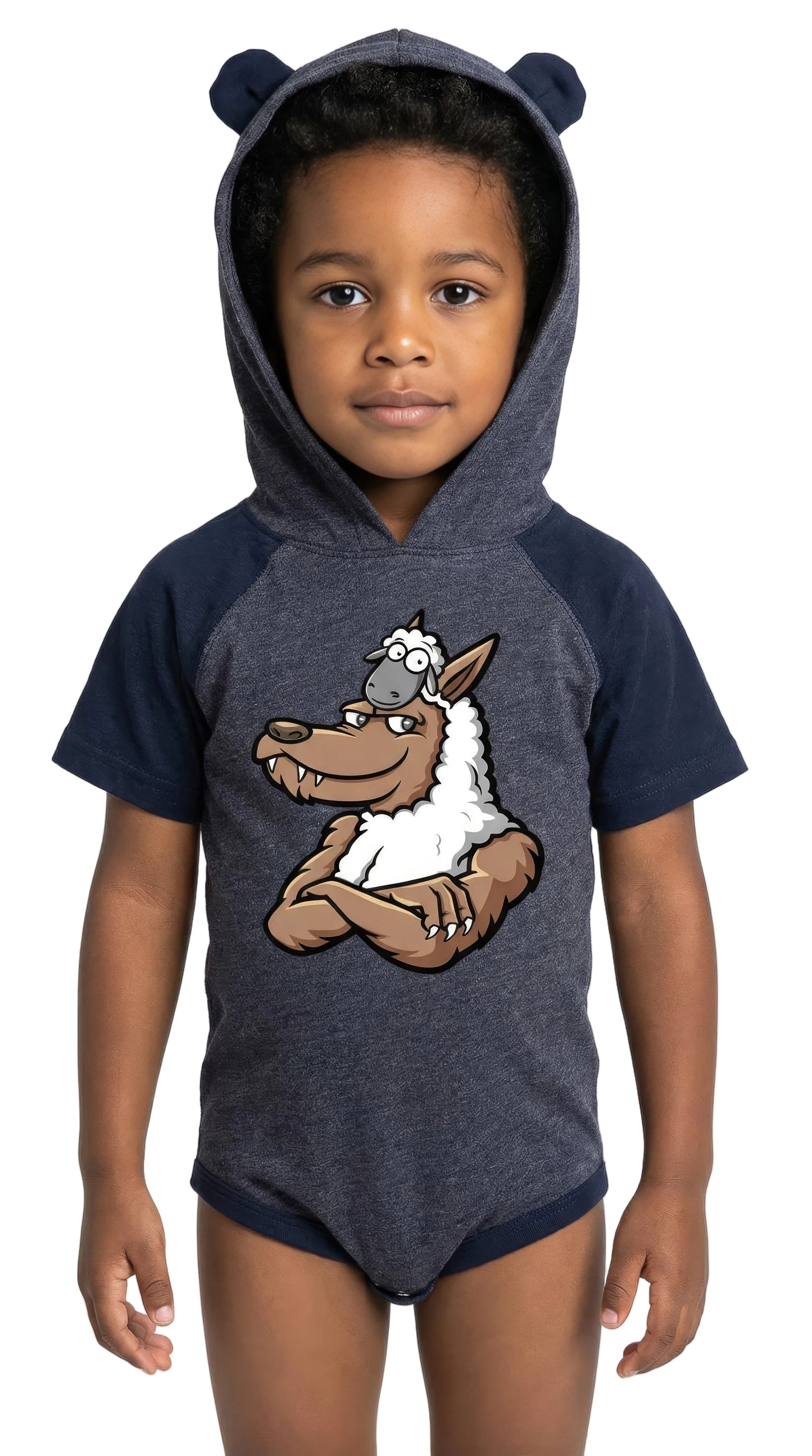 INFANT HOODED HALF WOLF & SHEEP BODYSUIT W/ EARS