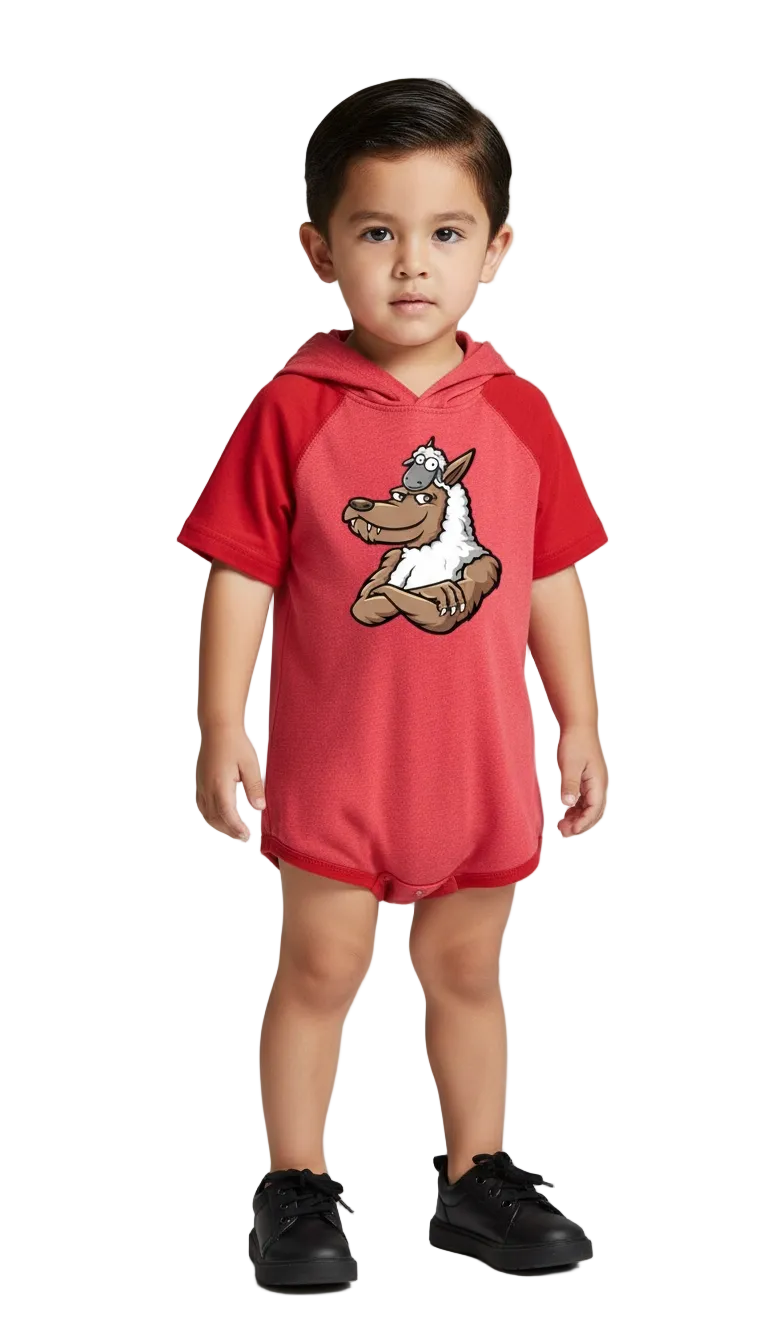 INFANT HOODED HALF WOLF & SHEEP BODYSUIT W/ EARS