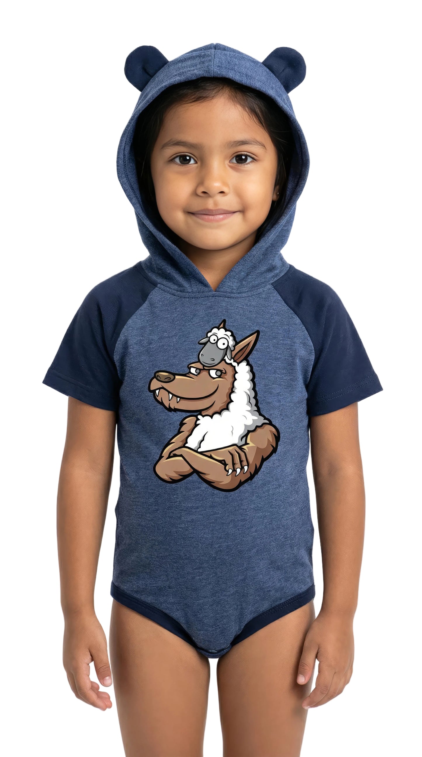 INFANT HOODED HALF WOLF & SHEEP BODYSUIT W/ EARS