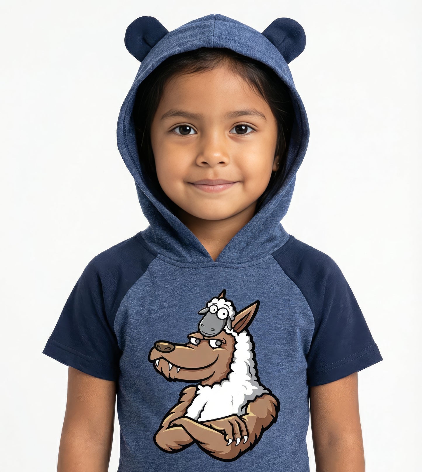 INFANT HOODED BODYSUIT W/ EARS - HALF WOLF & SHEEP